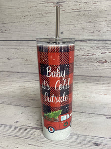 Baby It's Cold Outside Buffalo Plaid Tumbler - Knot In Your House