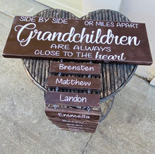 Load image into Gallery viewer, Side By Side Miles Apart Grandchildren Personalized Wooden Sign - Knot In Your House