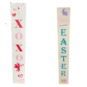 5 Foot Tall Reversible Valentines Day Happy Easter Front Porch Sign - Customizable - Knot In Your House