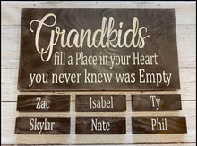 Load image into Gallery viewer, Side By Side Miles Apart Grandchildren Personalized Wooden Sign - Knot In Your House
