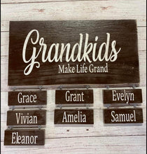 Load image into Gallery viewer, Side By Side Miles Apart Grandchildren Personalized Wooden Sign - Knot In Your House