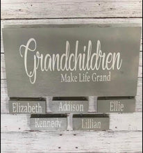 Load image into Gallery viewer, Side By Side Miles Apart Grandchildren Personalized Wooden Sign - Knot In Your House