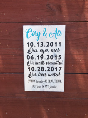 Wedding sign - Marriage sign - Wedding date sign - Wedding gift - Wedding date sign - Knot In Your House