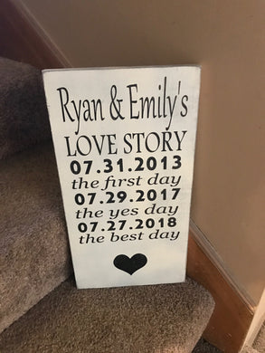 Love story sign - Love story - anniversary gift - holiday gift - wood sign - Knot In Your House