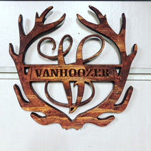 Load image into Gallery viewer, Antler Last Name Sign Monogram - Knot In Your House