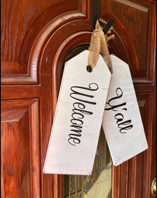 Welcome Y'all Front Door Tag Signs Porch Decor Gift for Mom Mothers Day Presents - Knot In Your House