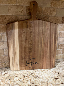 Personalized acacia wood cutting board with handle / charcuterie boards