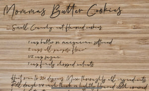 Personalized bamboo cutting board with recipe on it / memorial cutting boards