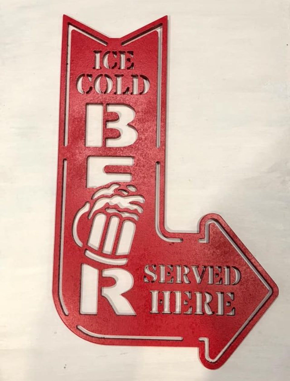 Ice Cold Beer Served Here Wooden Sign