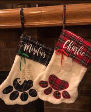 Load image into Gallery viewer, Dog Paw Stocking Cat Paw Stocking Personalized
