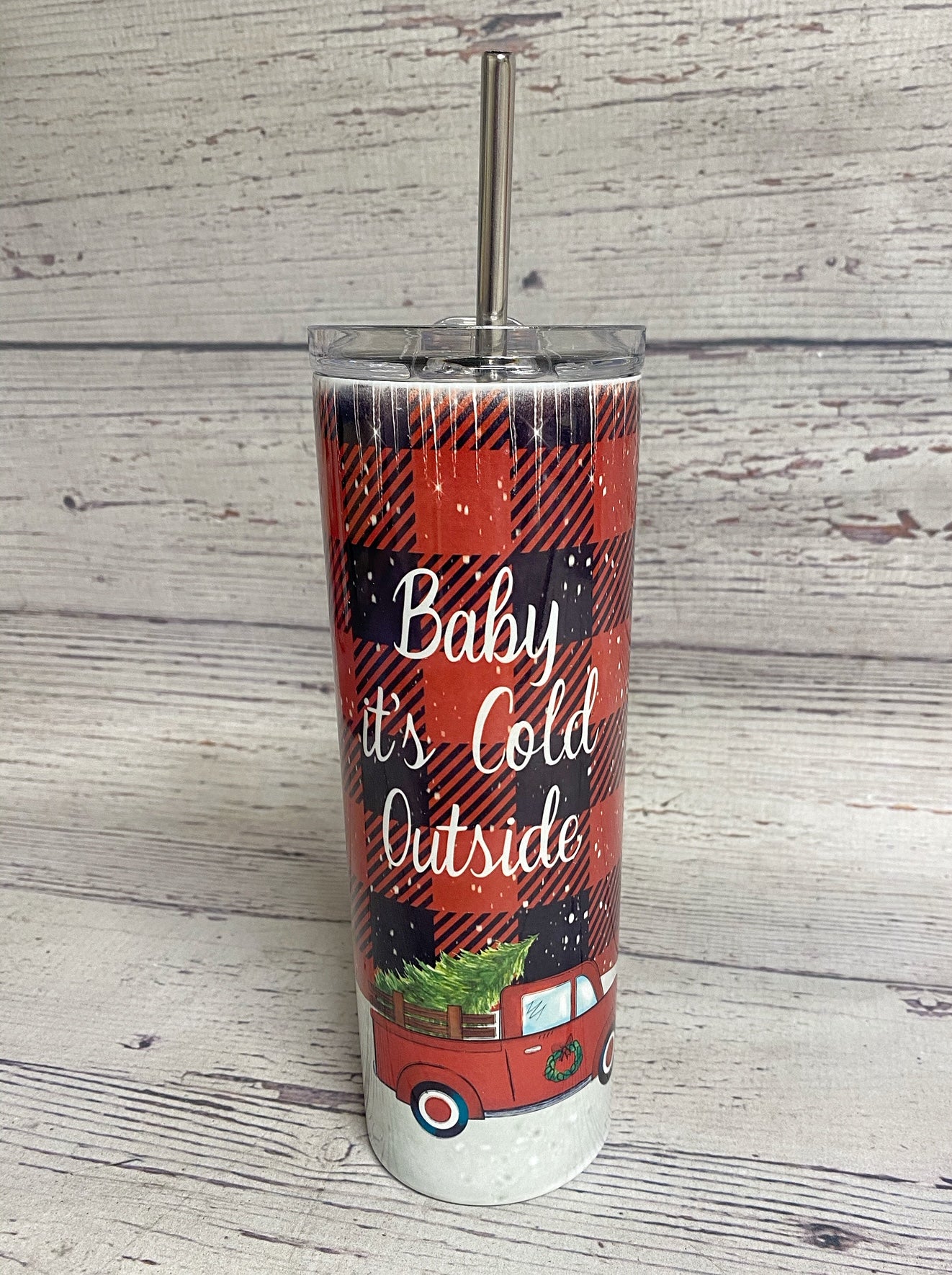 Baby It's Cold Outside Buffalo Plaid Tumbler