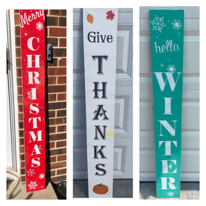 5 Foot Tall Reversible Merry Christmas Give Thanks Front Porch Sign - Customizable - Knot In Your House