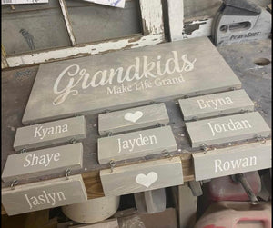 Side By Side Miles Apart Grandchildren Personalized Wooden Sign - Knot In Your House