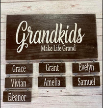 Load image into Gallery viewer, Side By Side Miles Apart Grandchildren Personalized Wooden Sign - Knot In Your House
