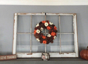 Wreath hanger window - wreath hanger - wood window sash - 6 pane wood window - shabby window - rustic wedding window - Knot In Your House