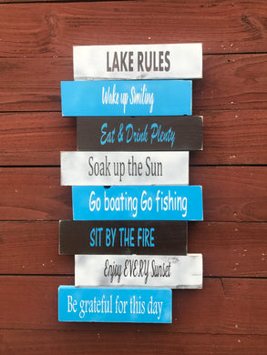 lake rules sign - rustic lake signs - rustic wood signs - lake house signs - lake house decor - summer signs - gift for mom - gift for dad - pallet style signs - Knot In Your House