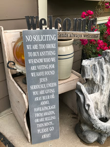 No Soliciting Sign Funny Porch Signs No Trespassing Plaque Keep Off Porch Political Humor Unless Your Selling Beer Wine Ammo Funny Amazon Thin Mints Sign - Knot In Your House