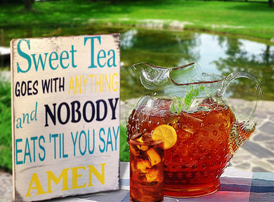 Sweet Tea Goes With Anything Wood Sign - sweet tea lover gift - summer signs - christmas gift for mom - Knot In Your House