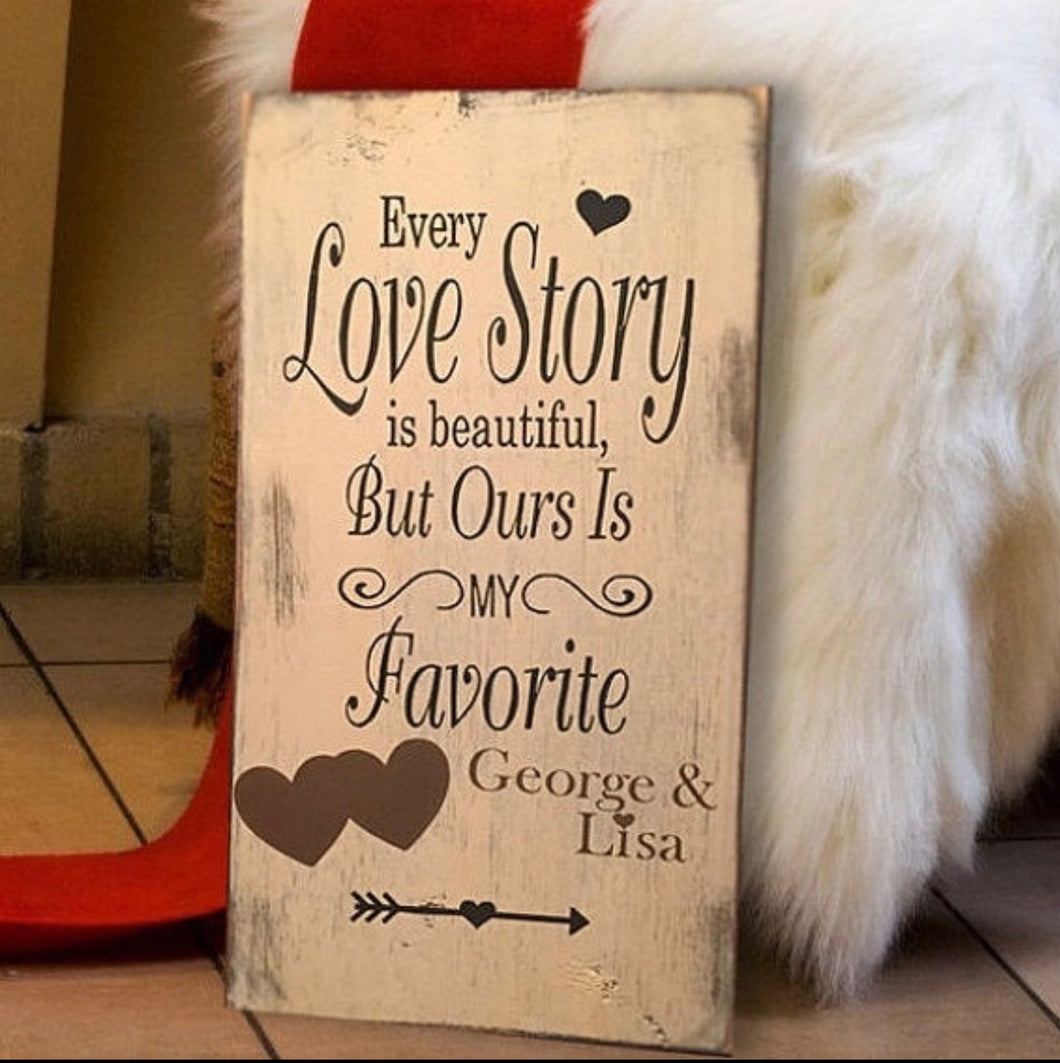 Love story sign - Love sign - Wedding sign - Marriage sign - Wedding gift - Wood sign - Wood wedding sign - Knot In Your House
