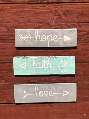 Hope faith love sign - Home decor - Love sign - Faith sign - Hope sign - Wood sign - Rustic sign - Knot In Your House
