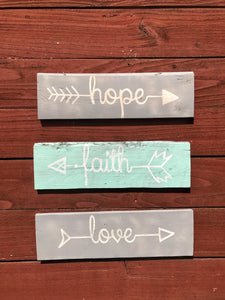 Hope faith love sign - Home decor - Love sign - Faith sign - Hope sign - Wood sign - Rustic sign - Knot In Your House