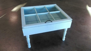 shadow box end table - old wooden windows - window table - reclaimed windows - end table - 6 pane wood window - Knot In Your House