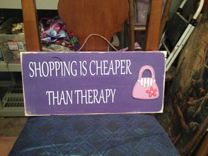 Shopping sign - gift for shopping lover - gift for her - gift for girly girl - cute girly wood signs - Knot In Your House