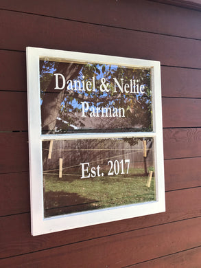 rustic wood windows - 2 pane wood window - frame with twine - date signs - last name signs - Knot In Your House