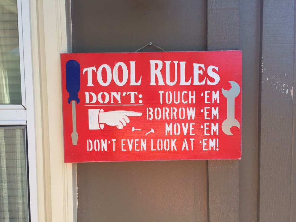 Tools sign - Man cave sign - Gift for dad - Garage deco sign - Tool rules sign - Knot In Your House