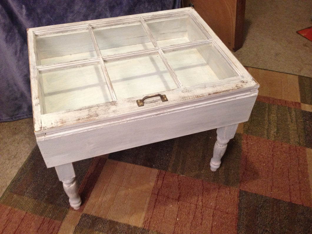 Glass top end table - 6 pane window table - Window table - Rustic window table - Window end table - Knot In Your House