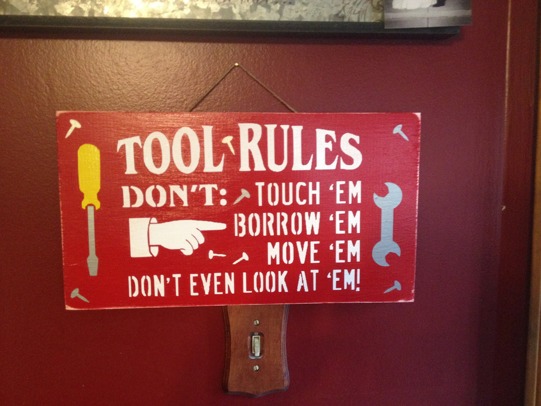 Man cave signs - Tool rules sign - Tools sign - Garage sign - Wood sign - Manly sign - Knot In Your House
