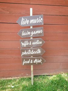 Directional sign - Wedding directions sign - Wedding sign - Marriage sign - Wedding way sign - 5 wood signs - Knot In Your House
