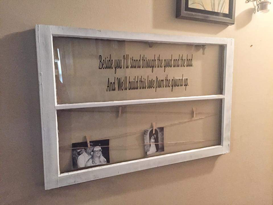 custom picture frame window - from the ground up song lyric window with twine - Knot In Your House