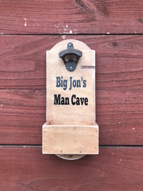 beer signs - bottle opener sign - cast iron bottle opener - signs for man cave - bottle cap catcher - bottle cap catcher sign - Knot In Your House