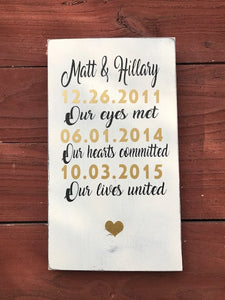 wedding date sign - anniversary gift - wedding gift - gift for newlyweds - wooden wedding sign - Knot In Your House