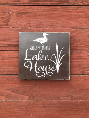 Welcome To Our Lake House Wooden Sign - Knot In Your House