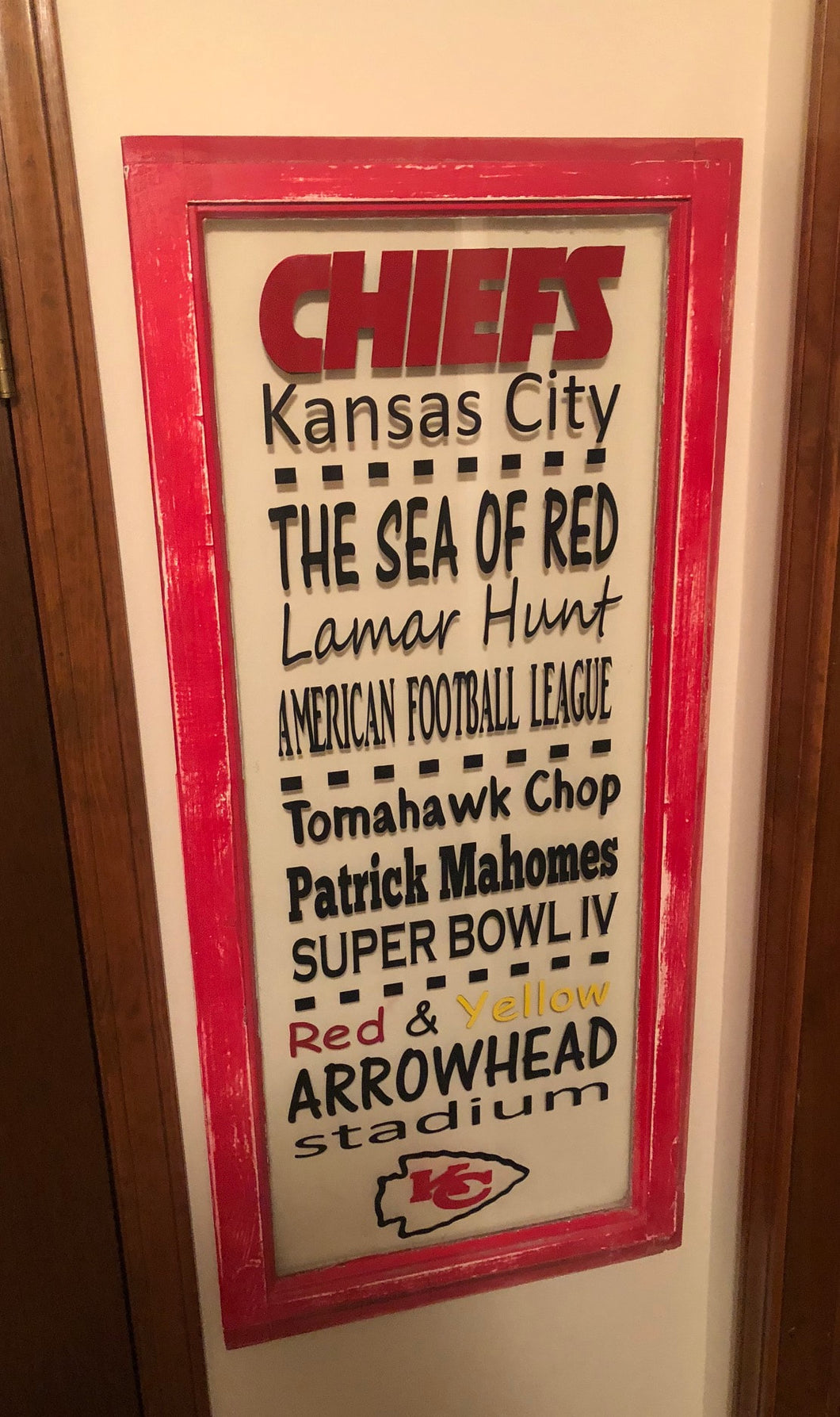 Single Pane Window Sports Theme Kansas City Chiefs Wall Decor - Knot In Your House