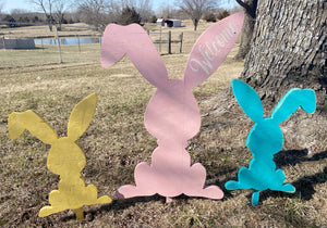 Set of 3 Easter Bunny Yard Decor Garden and Lawn Yard Art Spring Front Porch Decor Mothers Day Gift for Mom - Knot In Your House
